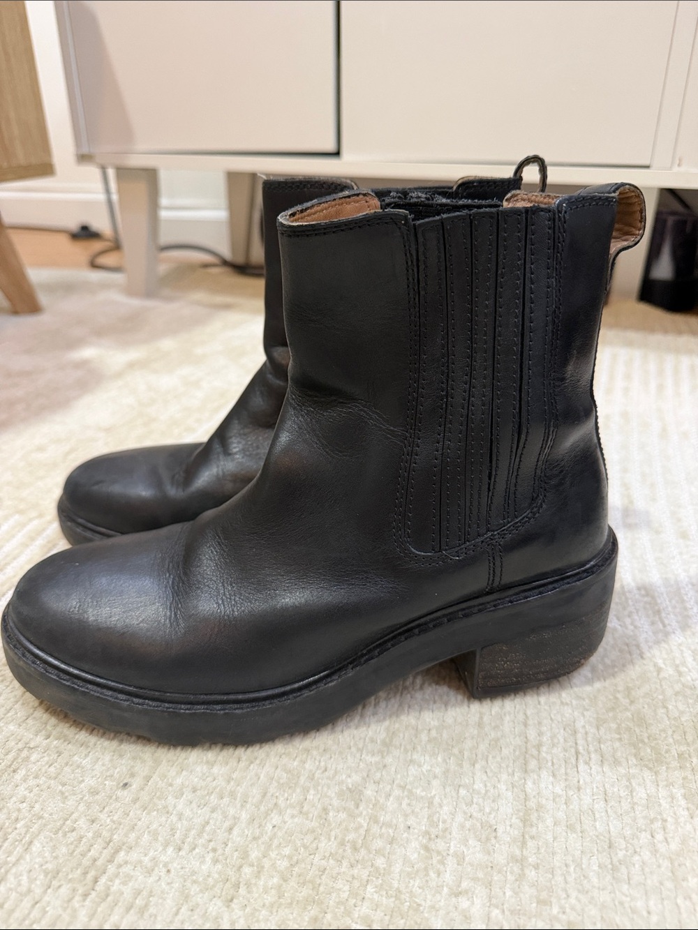 Madewell Black Leather Chelsea Ankle Booties